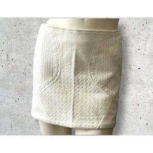 Uniq White Textured Quilted Faux Leather Mini Skirt Sz Small Womens Chic